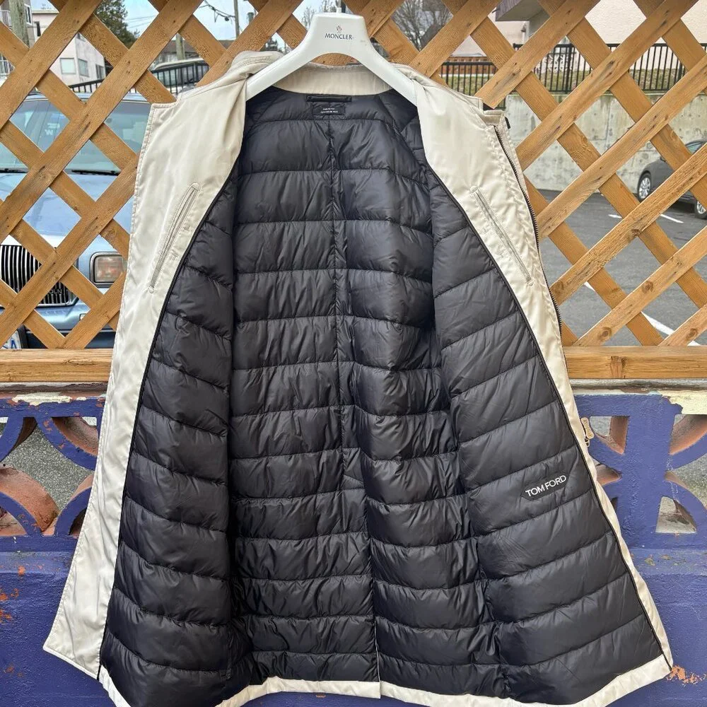 $7000 TOM FORD Faille Down Insulated Raincoat/ Parka Jacket - Beige US 40-42 - Picture 3 of 16